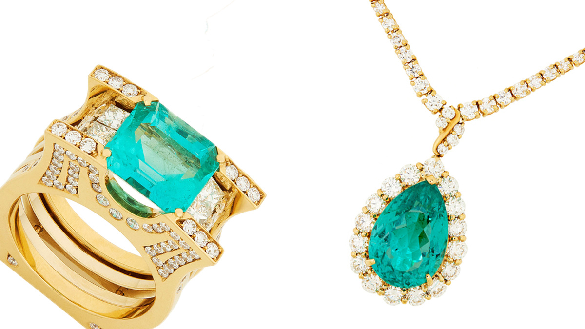 Украшения из золота с изумрудом и бриллиантами 