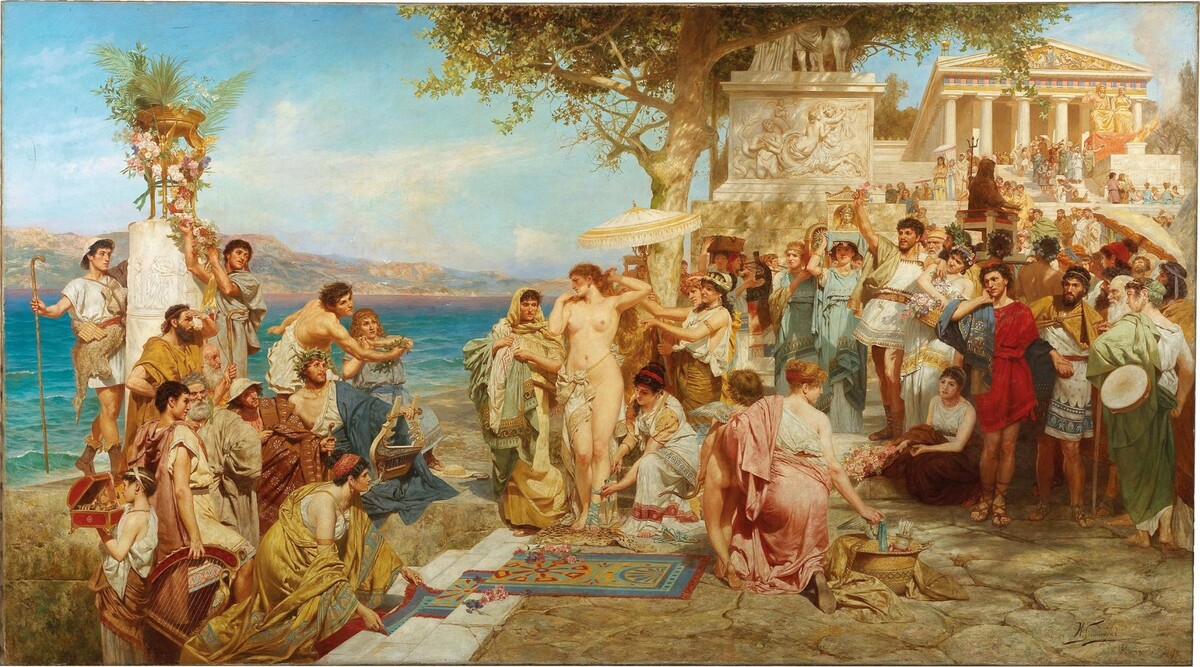 Генрих Ипполитович Семирадский - Фрина на празднике Посейдона в Элевзине. 1889