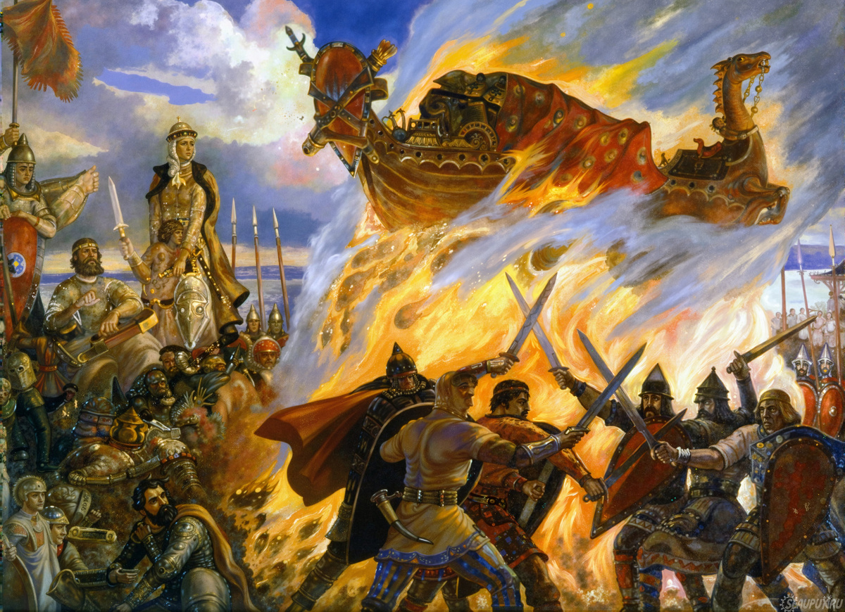 Андрей Клименко. Тризна у славян. "Огненное погребение" было распространено у предков русских плоть до XIV века. Этим веком датируют курганы вятичей, в которых находились урны с прахом оставшиеся после огненных похорон. 