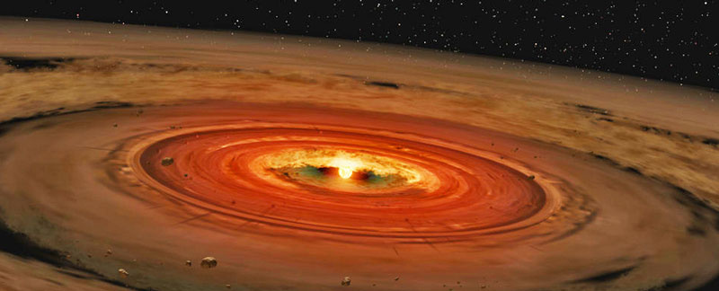 молодая звезда и диск из пыли и газа вокруг