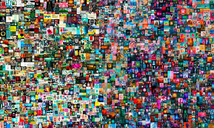 Цифровая картина «Первые 5000 дней» Майка Винкельманна (Beeple). Была продана в марте 2021 года за $69,3 миллиона.