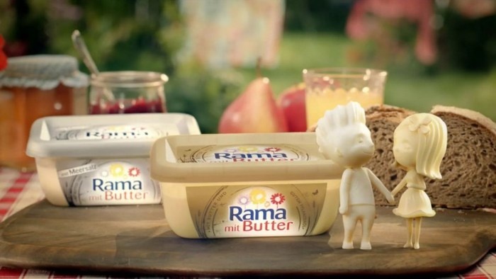 "У Rama вкус нежный сливочный, лучше не придумаешь. Нет ничего вкуснее свежего хлеба и Рамы", - говорили в рекламе. По факту обычный маргариновый спред. Фото: texterra.ru.