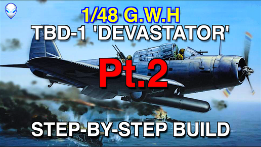 Сборка модели самолета 1/48 G.W.H. Douglas TBD-1 Devastator Часть 2: Сборка интерьера кабины самолета, подгонка смоляного руля направления