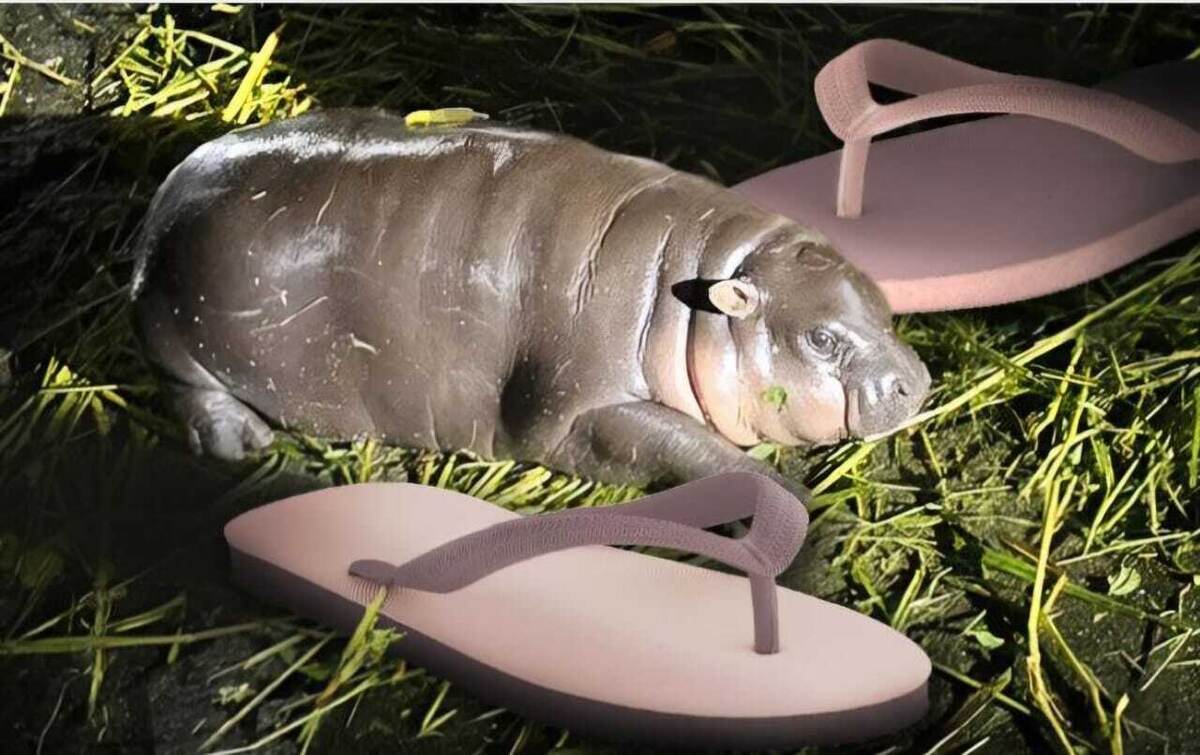 Средний вес тайца 50 кг: столько же обычный  бегемот имеет при рождении. Как видите, наш - не такой. Правда, и пририсованные  сланцы явно не тайского размера. 