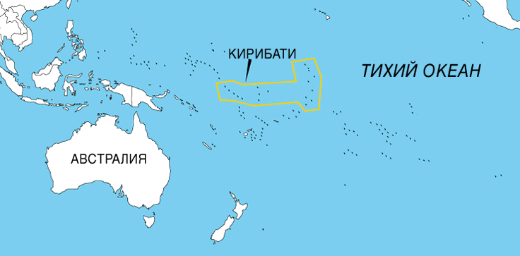 Кирибати на карте Океании