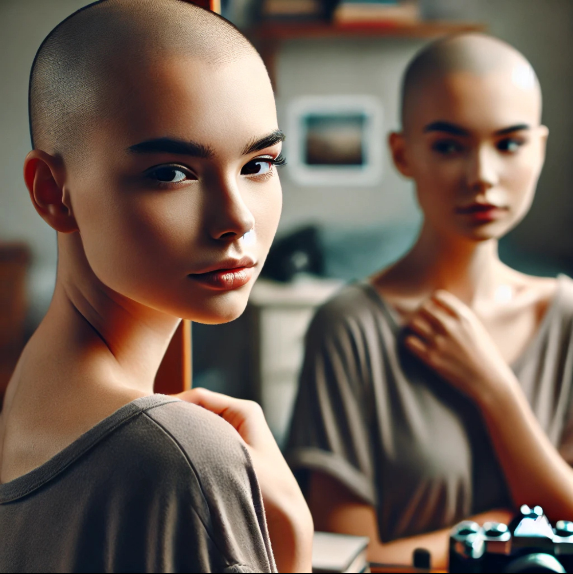 Лысая девушка прекрасный пример внешнего и внутреннего состояния 