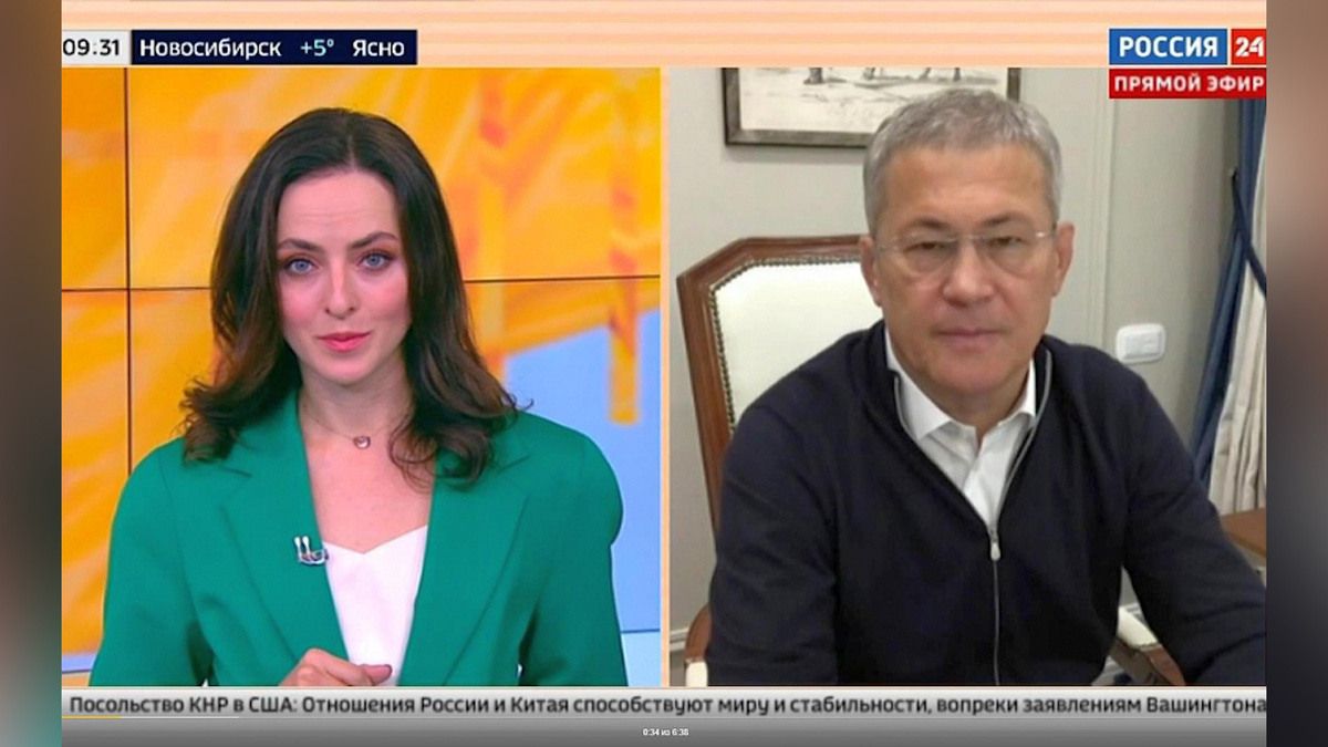    Радий Хабиров рассказал о форуме «Россия – спортивная держава» в прямом эфире телеканала "Россия 24"
