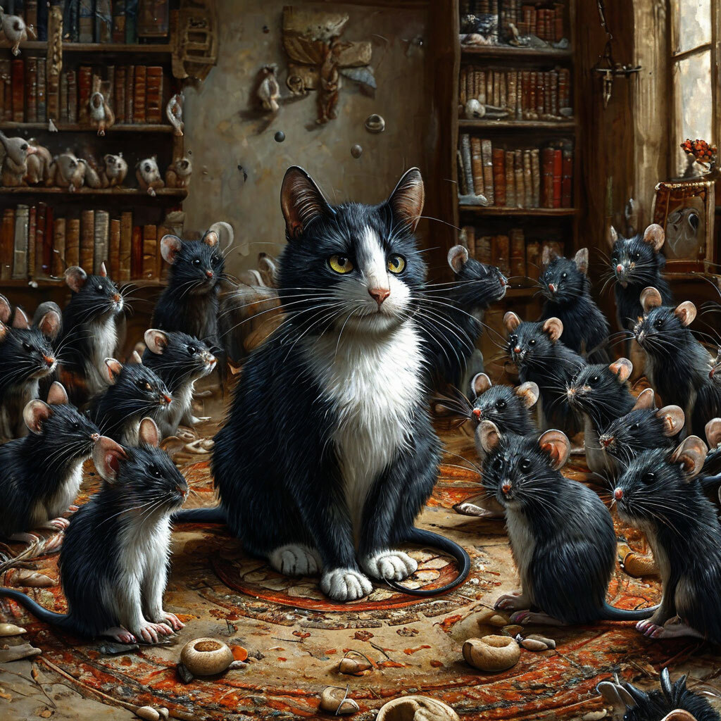 Кот как буд-то король мышей