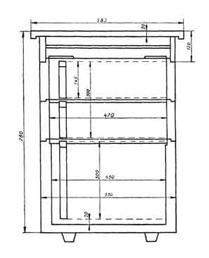 Поперечный разрез улья-стояка с двумя магазинами