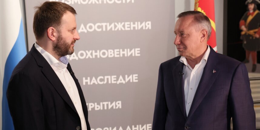    Замглава администрации президента РФ Максим Орешкин во время встречи с губернатором Северной столицы Александром Бегловым в рамках ПМЭФ-2024.gov.spb.ru