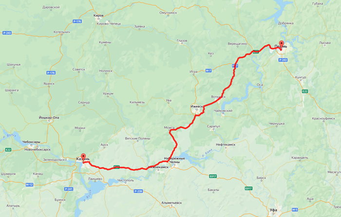 Маршрут "Казань - Пермь"