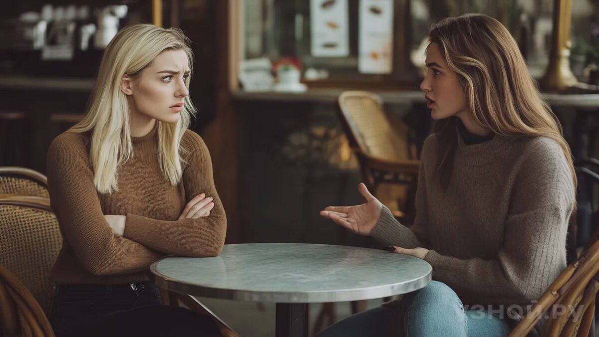     Подруги серьезно разговаривают в кафе © Фото: uznay.ru