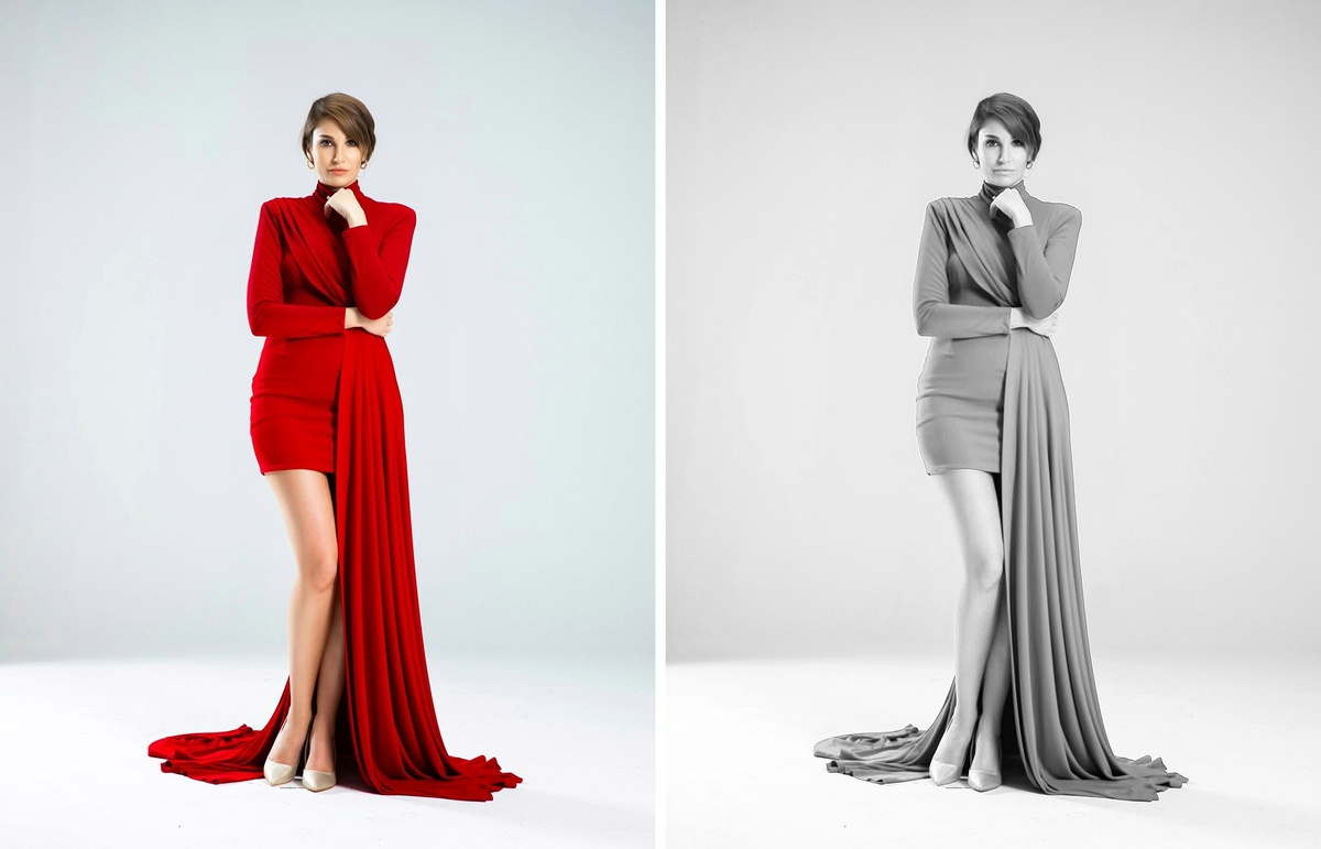    Платье давало очень хороший цветовой акцент, в чёрно-белом варианте его нет / Фото: unsplash.com