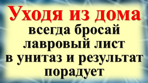 Télécharger la video: Уходя из дома, всегда клади лавровый лист в унитаз и результат порадует. Ритуал на достаток, удачу