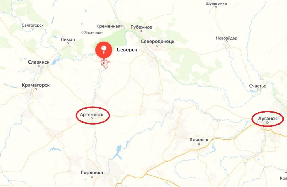    Расположение города Северск.