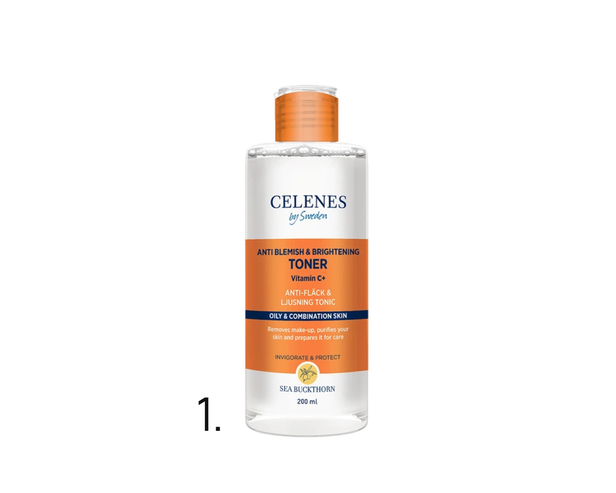 1. Тоник Celenes Anti Blemish & Brightening Toner Vitamin C+
