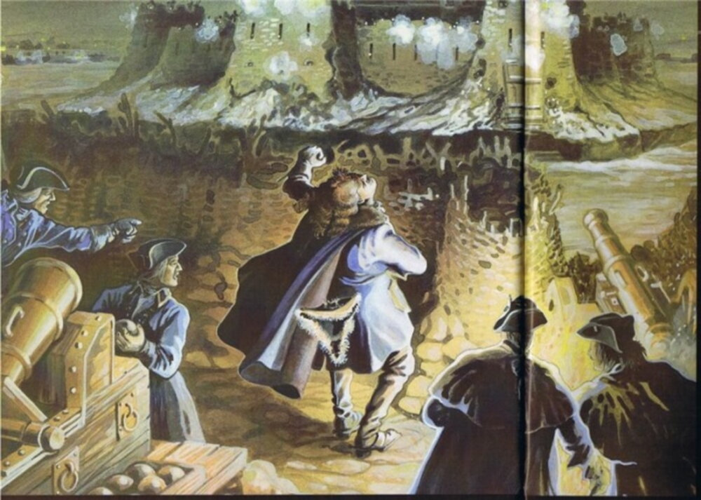 Одно из многочисленных изображений смерти Карла XII