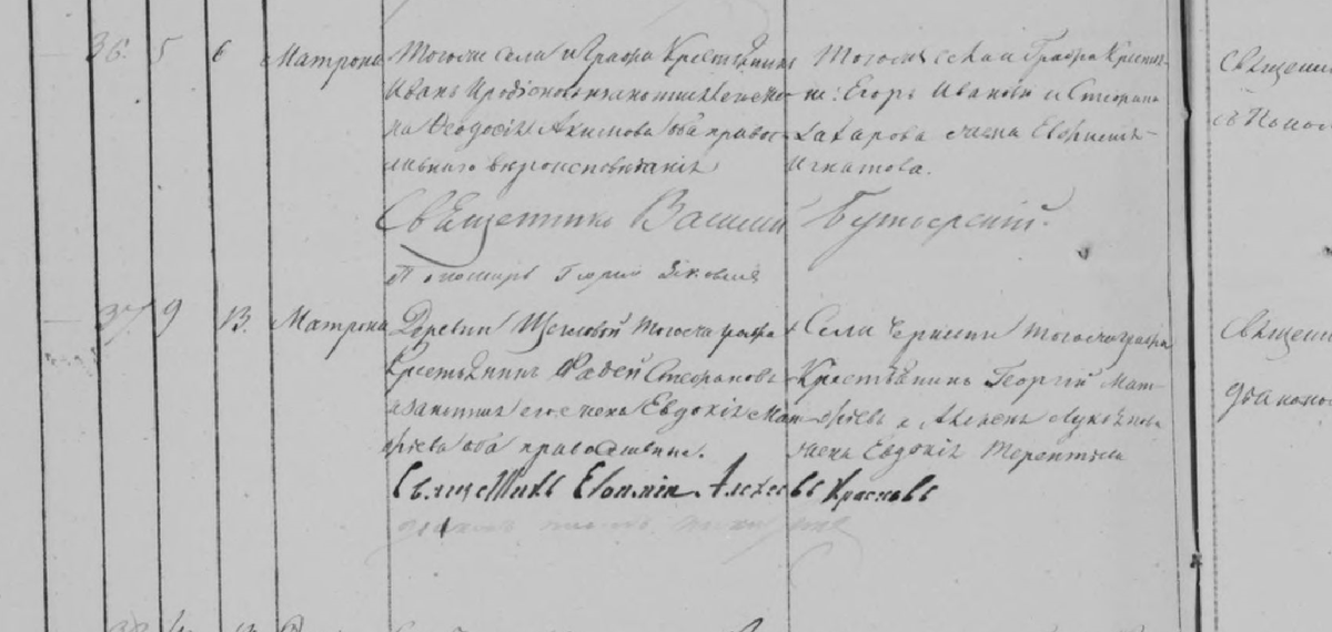 Запись о рождении Матроны. 