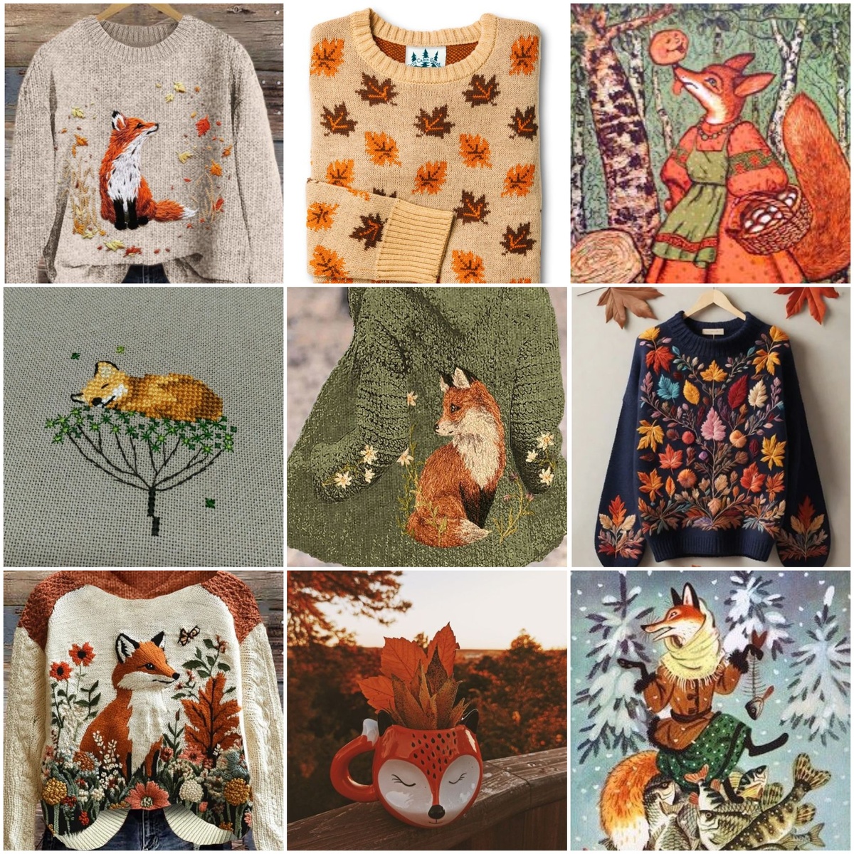 1. Лисы, осень, бохо. Иллюстрации из открытых источников. Коллажи авторские.