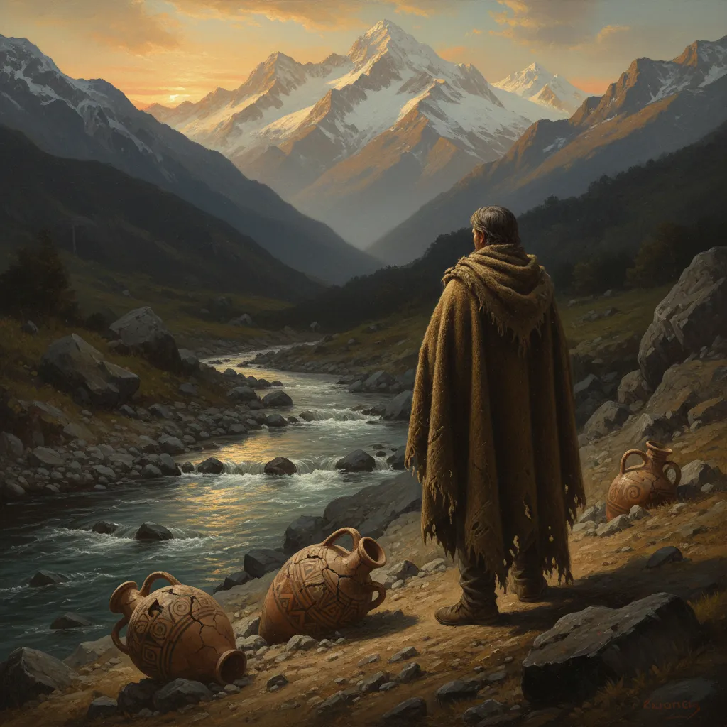 На берегу горной реки.