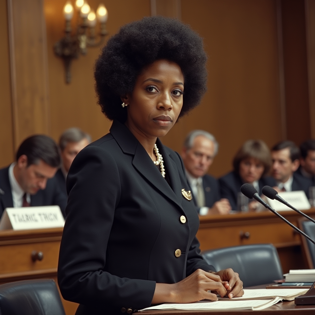 Барбара Джордан выступает на слушаниях Уотергейта.