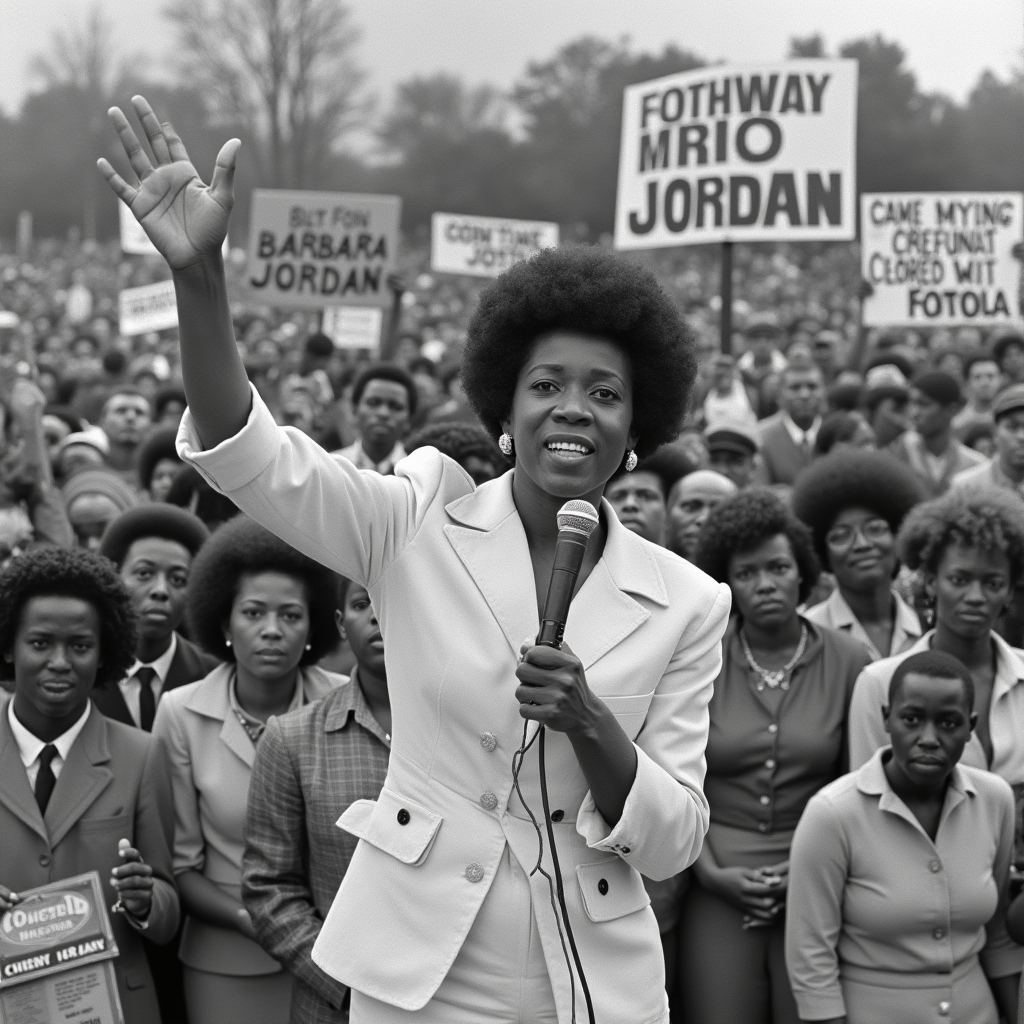 Барбара Джордан во время предвыборной кампании.