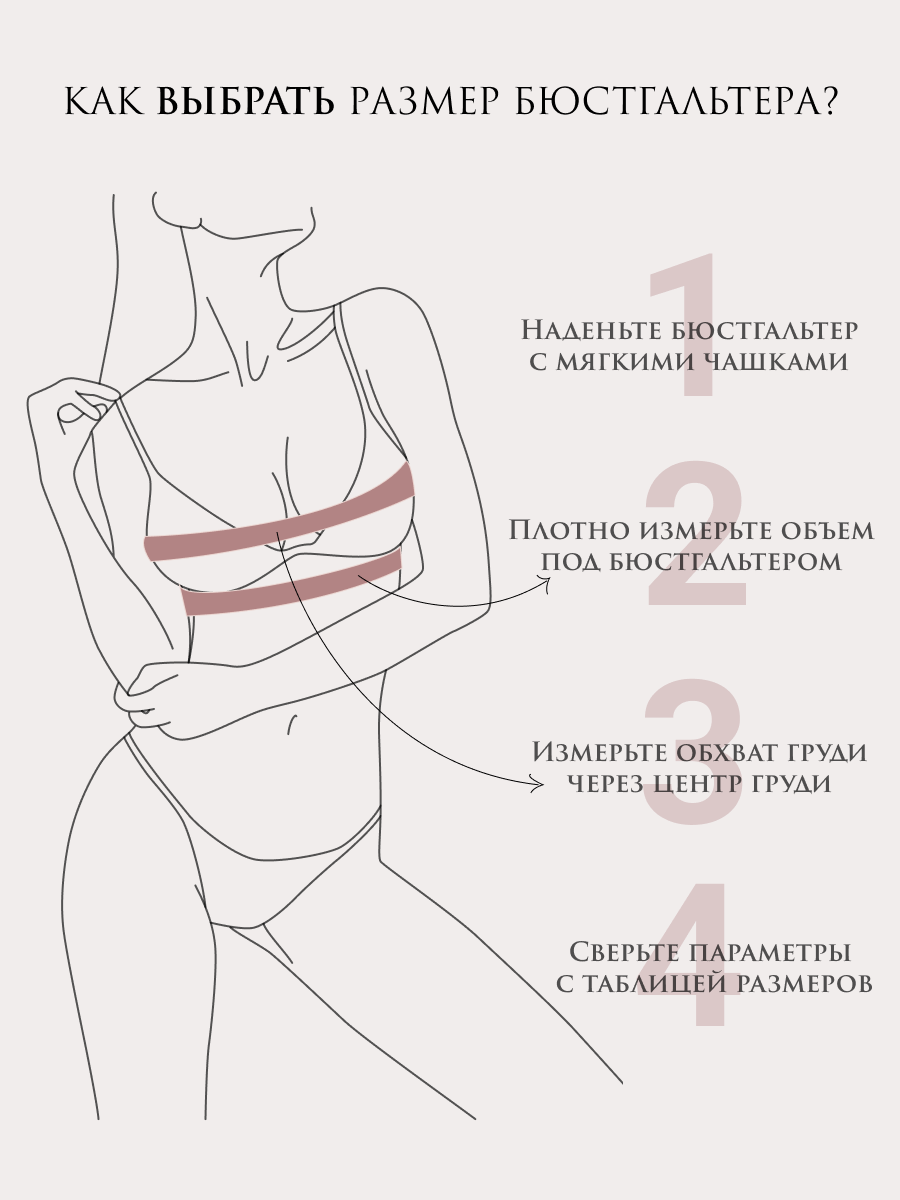 Измерьте обхват груди и под грудью
