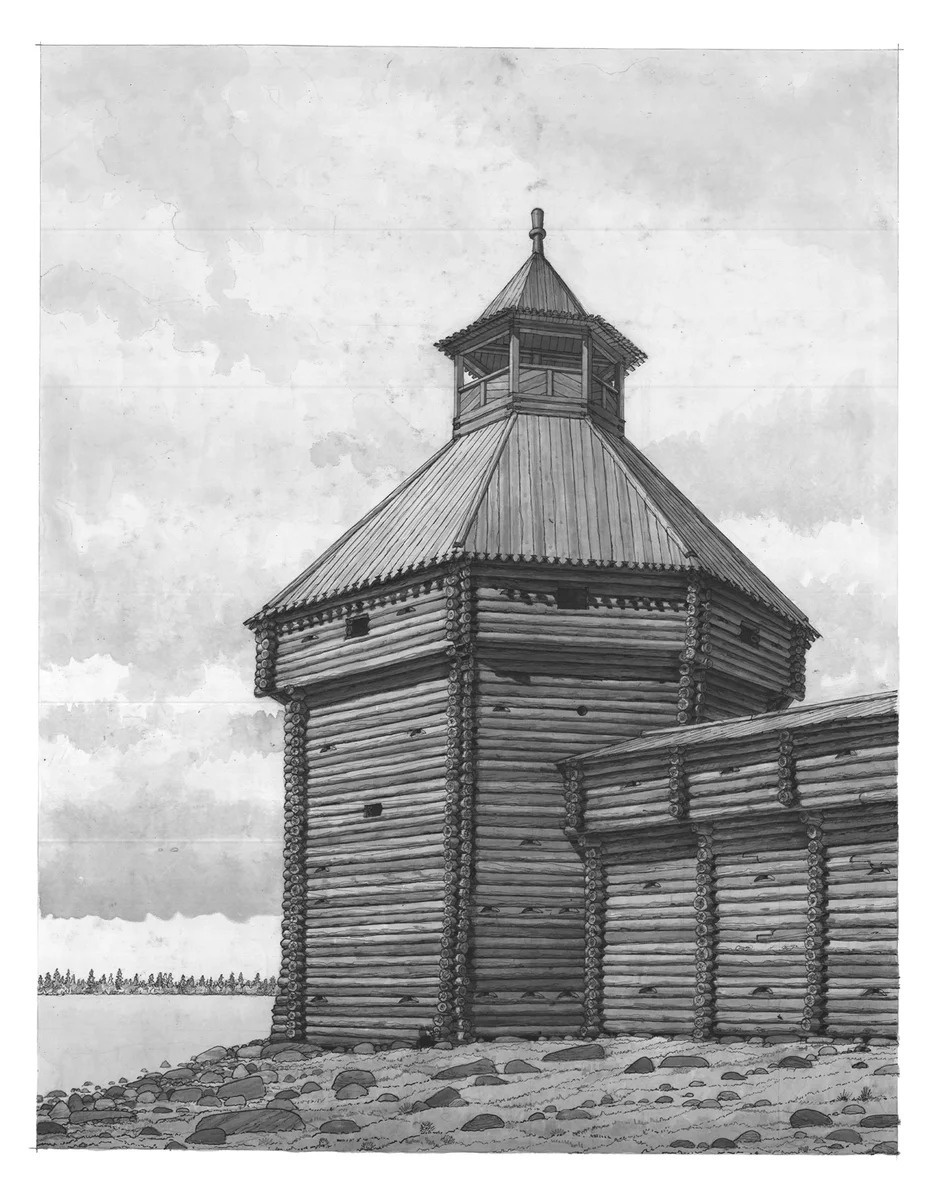 Башня Кемского острога. Реконструкция. Из книги А. Ополовникова «Сокровища русского севера».