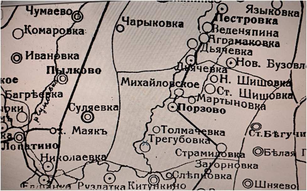 Схематическая карта Петровского уезда 1912 г.