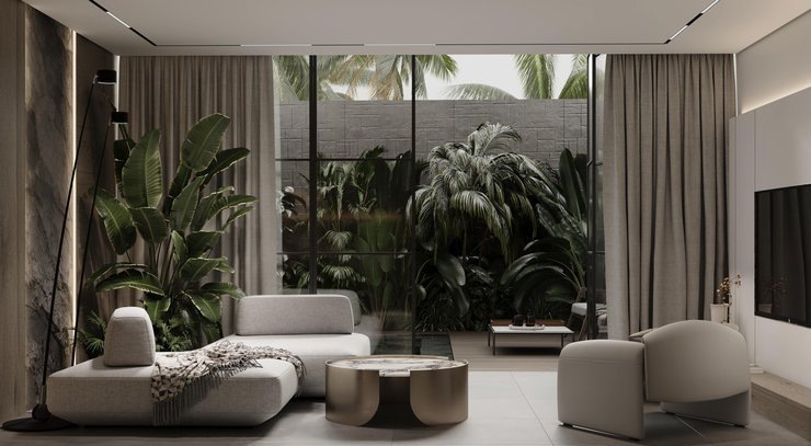 Интерьер гостиной в 3-спальной вилле от SWOI Development