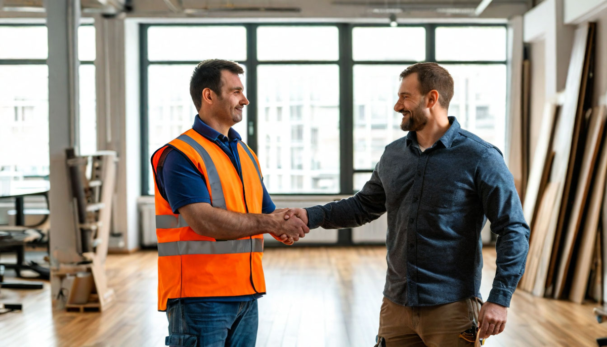 Рисунок 1. Заказчик и исполнитель договорились о работе и скрепили договорённость рукопожатием. Изображение выполнено командой НПО ЭлектроРазработки