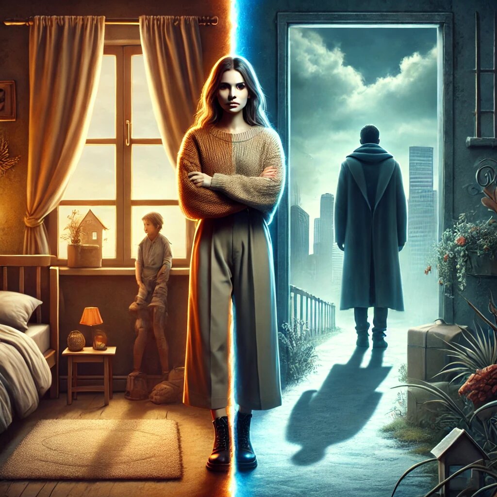 Фото: сгенерировано нейросетью. Тяжелый выбор женщины.