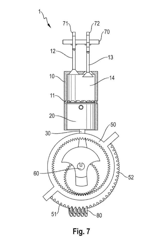 Основная схема шеститактного двигателя из патента Porsche