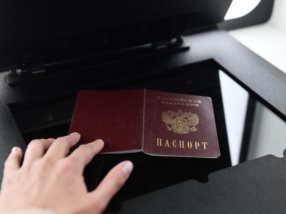    Девушка сканирует российский паспорт© РИА Новости / Павел Лисицын