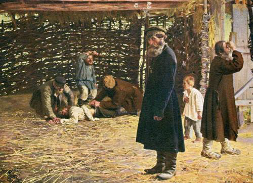 Н. В. Орлов «Недавнее прошлое» (Перед поркой), (1904), холст, масло — Государственный центральный музей современной истории России