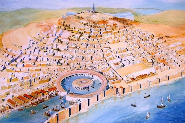    Реконструкция порта Карфагена, где стояли все военные корабли.Фото: Commons.wikimedia.org