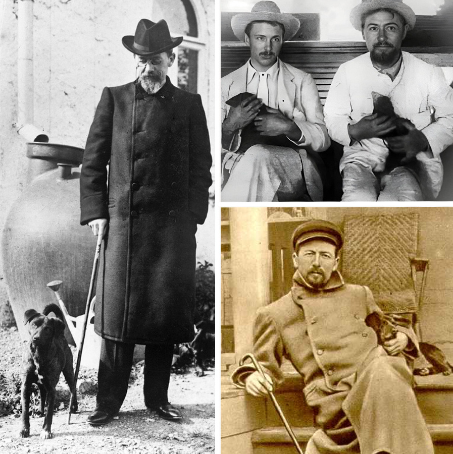 Антон Чехов и мичман Г. Н. Глинка с мангустами. 