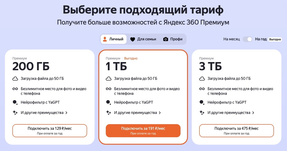 Тарифы Яндекс