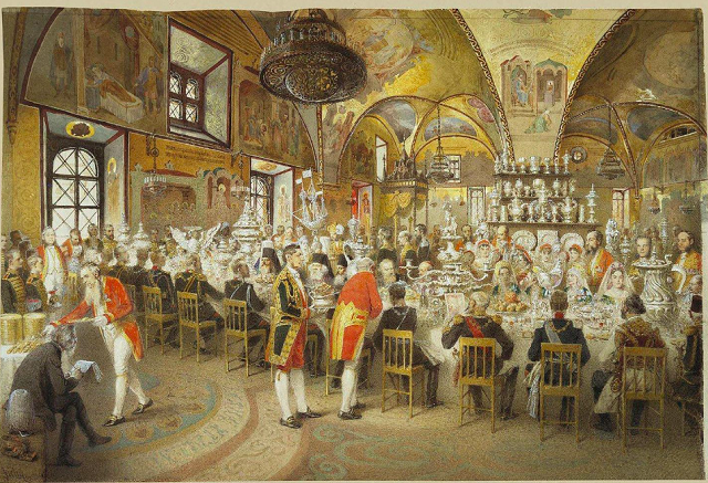 Рис.: Константин Маковский. Высочайший обеденный стол в Грановитой палате