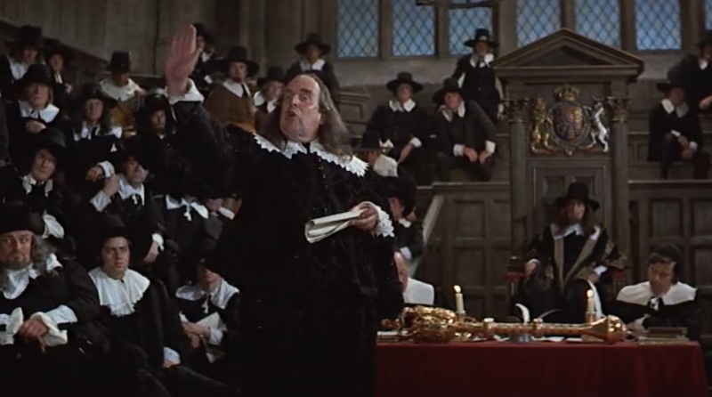 "Король не подпишет мир, пока не будет распущена армия!" Кадр из фильма "Кромвель" (1970).