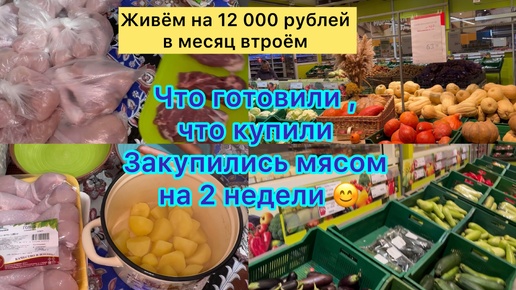 Живём на 12 000 в месяц втроём . Что готовили , что купили . Закупились мясом на 2 недели