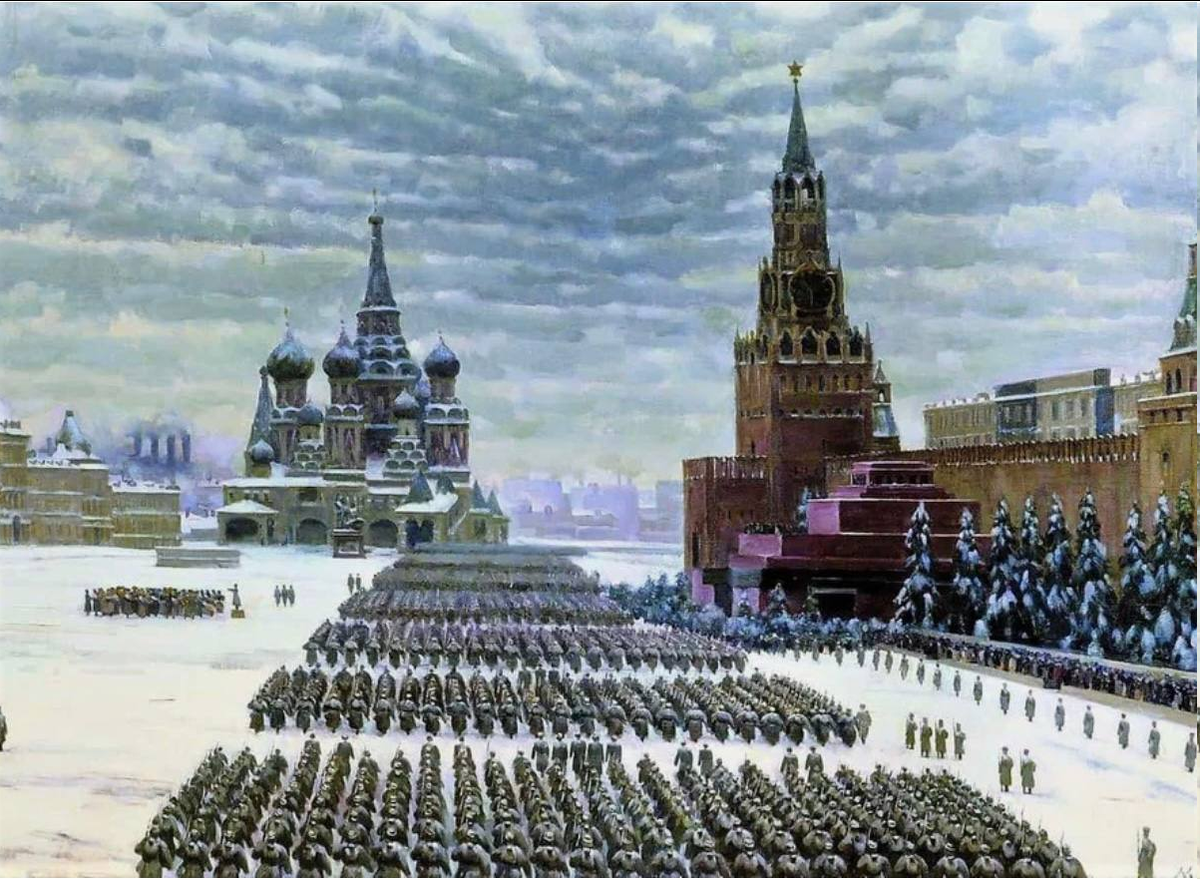 Константин Юон. «Парад на Красной площади 7 ноября 1941 года». 1942