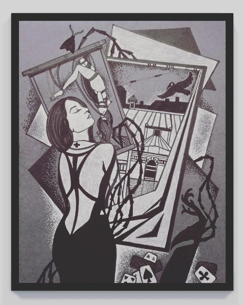 Голое платье с вырезами. Авторская графика Богдановой-Рудковской С.В. 