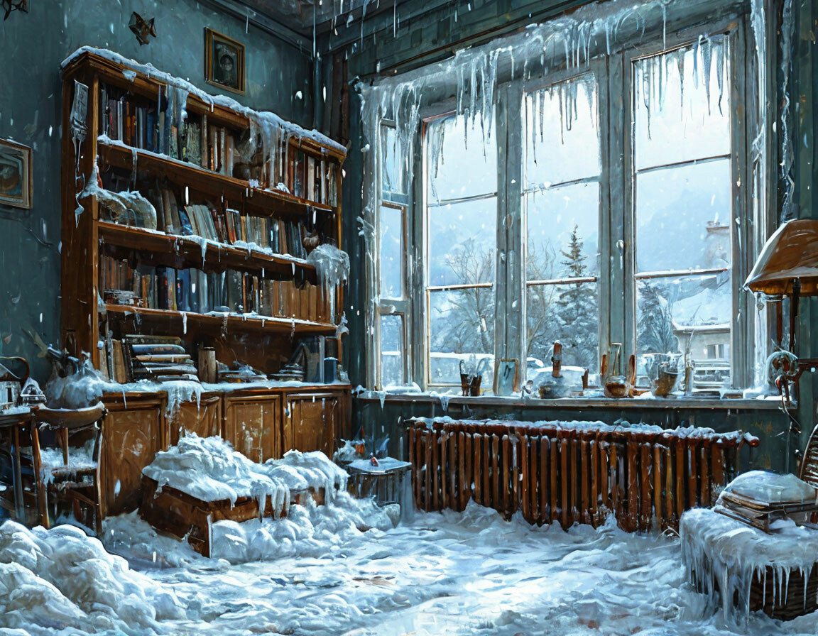 Фото сделано с нейросети. Как ощущение дома. Как будто зима. 