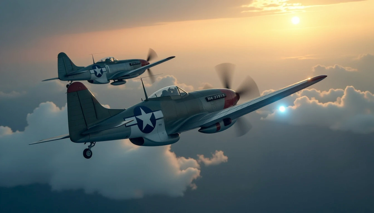 В небо поднялись два истребителя.