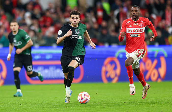    Эпизод матча «Спартак» (Москва) — «Краснодар» (Краснодар).Александр Щербак/ТАСС