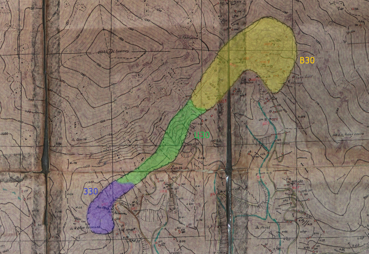 Западная, центральная и восточная зоны оруденения. Рудная система «Скала». 