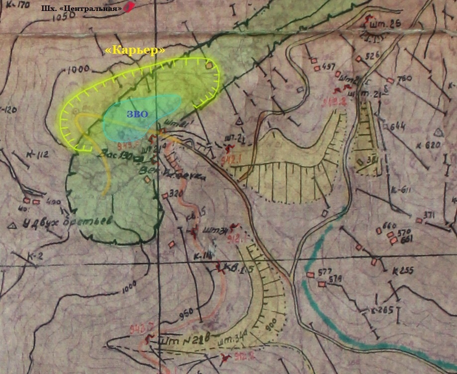 ЗВО на плане рудничной поверхности