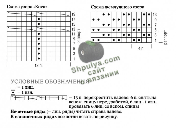 схема узора женского пуловера