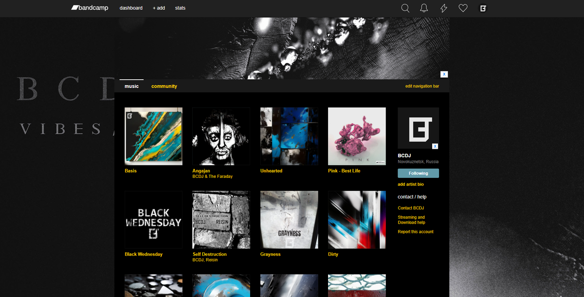 Страница артиста на Bandcamp